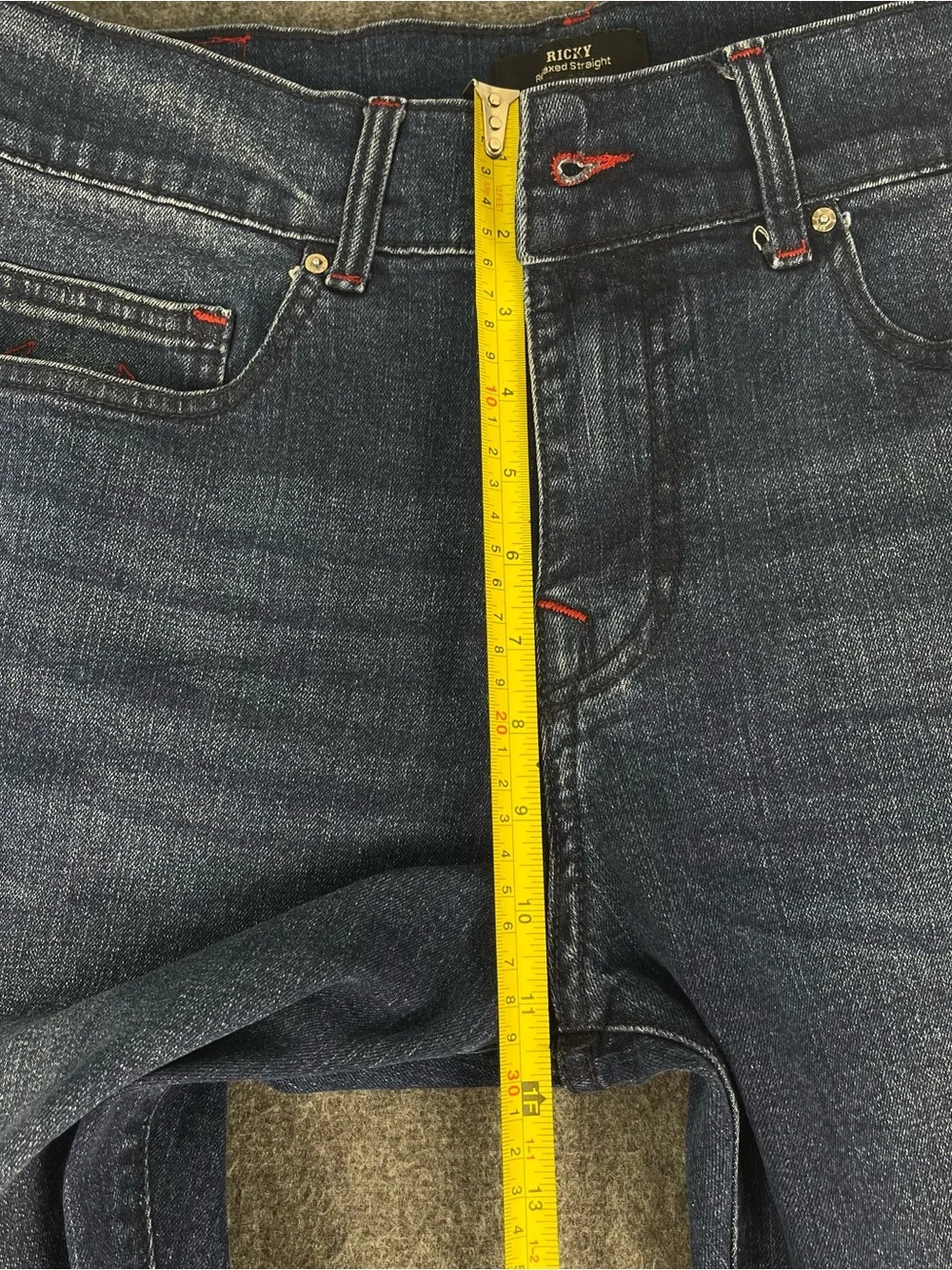 True Religion Men's 36x33 Ricky Relaxed Straight Leg Dark Wash Blue Jeans